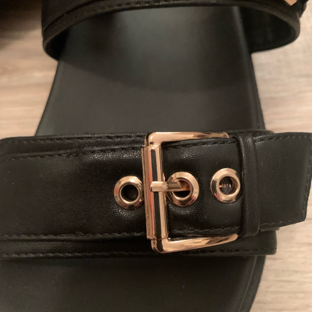 Madden Girl Sandals Black with Gold Buckles - Picture 10 of 10